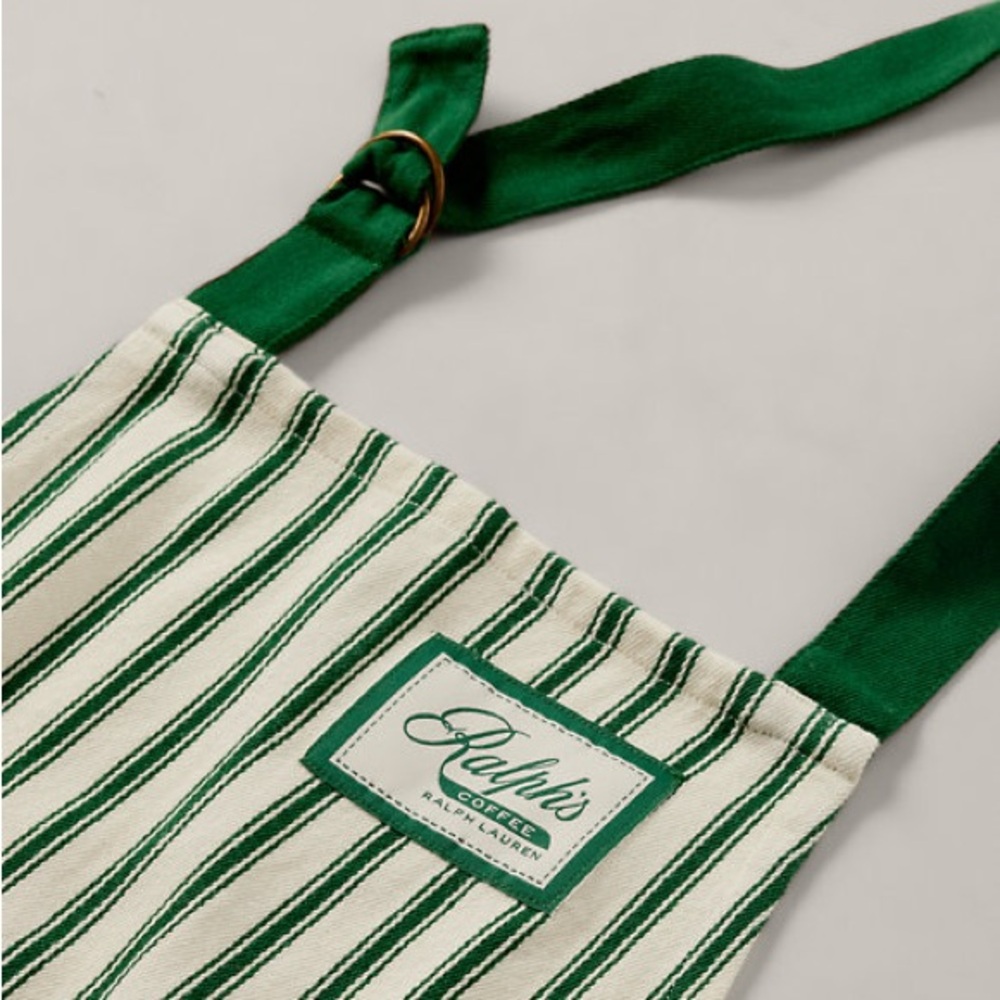 Ralph Lauren Green and White Striped Apron